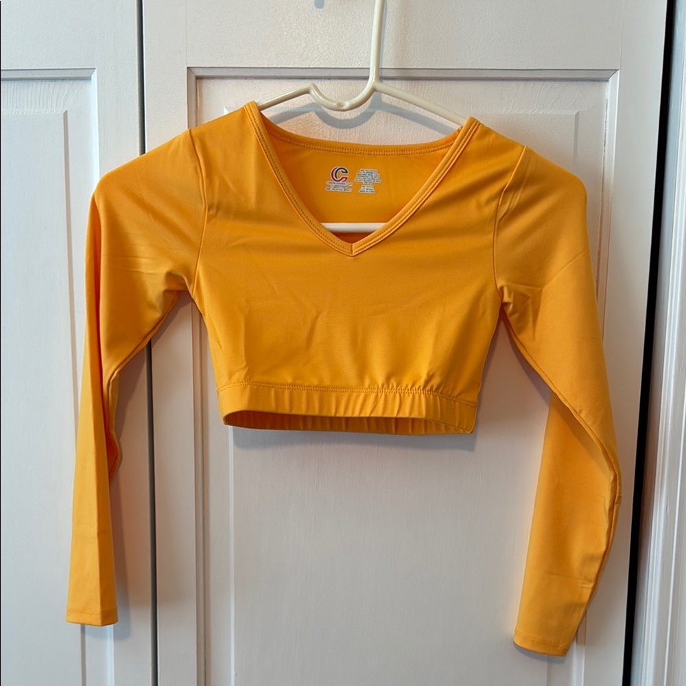 Cheerleading.com girls gold Long Sleeve Cheer or Pom Top